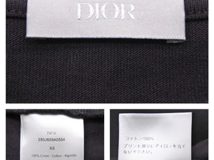 極美品 DIOR ディオール Tシャツ リラックスフィット コンパクトジャージー ストライプ ロゴ 47 コットン ブラック XS 中古 43214