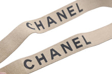 Load image into Gallery viewer, CHANEL シャネル サスペンダー ロゴマーク ヴィンテージ ゴム レザー ベージュ ゴールド 美品 中古 43250