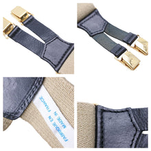 Load image into Gallery viewer, CHANEL シャネル サスペンダー ロゴマーク ヴィンテージ ゴム レザー ベージュ ゴールド 美品 中古 43250