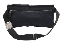 Load image into Gallery viewer, GUCCI グッチ GGキャンバス ボディバッグ ウエストバッグ ウエストポーチ キャンバス レザー ブラック 美品 中古 43252