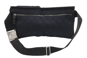 GUCCI グッチ GGキャンバス ボディバッグ ウエストバッグ ウエストポーチ キャンバス レザー ブラック 美品 中古 43252