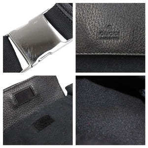 GUCCI グッチ GGキャンバス ボディバッグ ウエストバッグ ウエストポーチ キャンバス レザー ブラック 美品 中古 43252