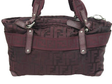 Load image into Gallery viewer, FENDI フェンディ ズッカ柄 ハンドバッグ ナイロン ボルドー 総柄 シルバー金具 鞄 カバン ロゴ 8BH143 中古 43258