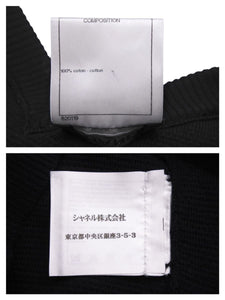 CHANEL シャネル 半袖 Tシャツ Vネック ココマーク ボタン コットン ブラック P53691K06984 美品 中古 43287