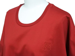 新品同様 Loewe ロエベ オーバーサイズ カットソー ショート Tシャツ トップス 1721182 レッド アナグラム サイズXS 中古 43289