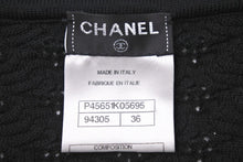 画像をギャラリービューアに読み込む, 新品同様 CHANEL シャネル ニットワンピース ココマーク ボタン トップス 半袖 ブラック 透け デザイン サイズ36 中古 43294