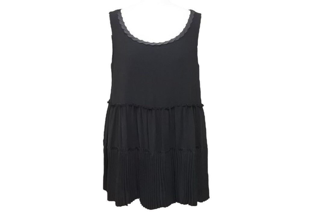 極美品 FOXEY NEW YORK フォクシー ニューヨーク ティアードプリーツ ノースリーブ ブラウス 39950-NATFZ103L サイズ38 中古 43299