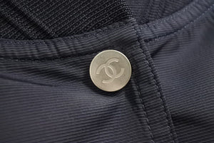 CHANEL シャネル ブルゾンジャケット ココマーク P53732V40166 ナイロン ポリウレタン ネイビー ブラック サイズ34 美品 中古 43304