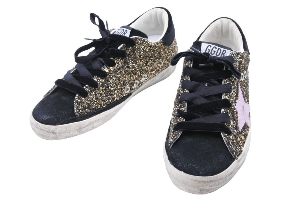 GOLDEN GOOSE ゴールデングース スニーカー リミテッド1196足 グリッター ブラック スウェード 星 サイズ36 中古 43369