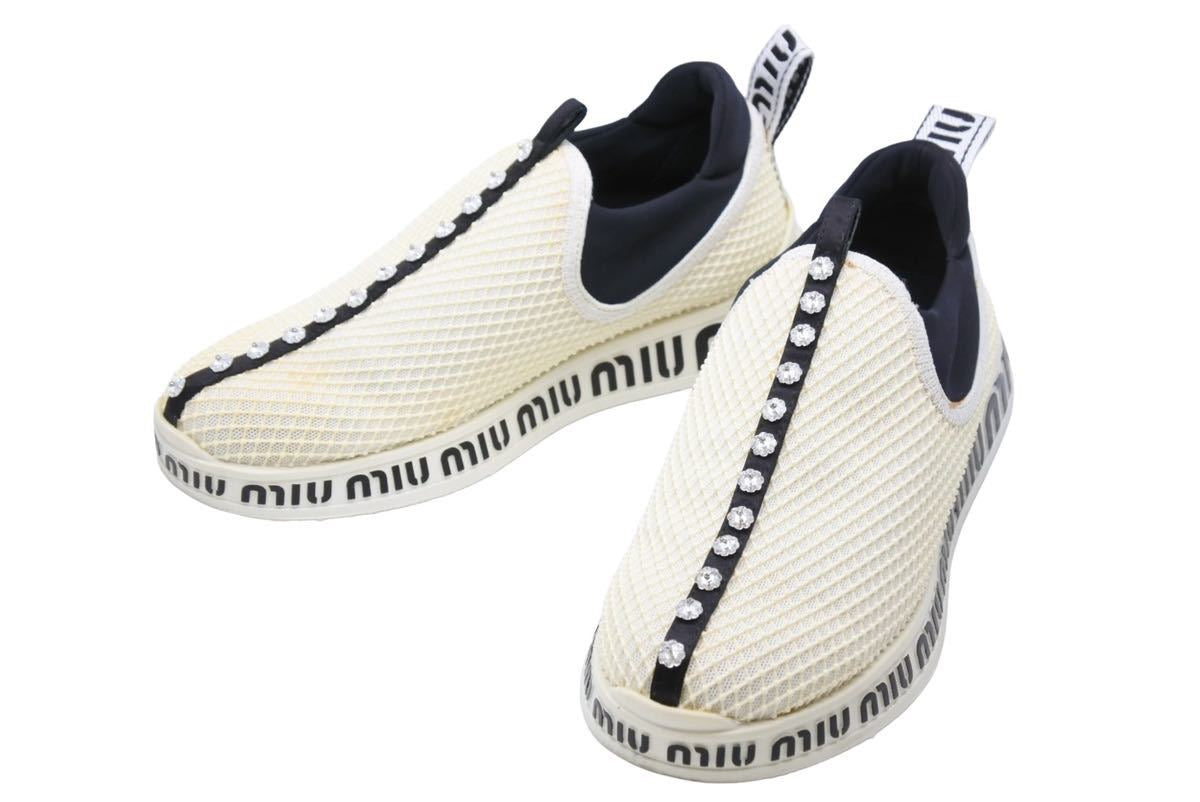 【未使用】miumiu ミュウミュウ　モカシン　37 MIUMIU ミュウミュウ スリッパ ロゴ ベルベット フラット