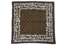画像をギャラリービューアに読み込む, Louis Vuitton ルイヴィトン monogram graffiti scarf モノグラム グラフィティ スカーフ コットン ブラウン 美品 中古 43391