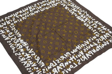 画像をギャラリービューアに読み込む, Louis Vuitton ルイヴィトン monogram graffiti scarf モノグラム グラフィティ スカーフ コットン ブラウン 美品 中古 43391