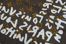 画像をギャラリービューアに読み込む, Louis Vuitton ルイヴィトン monogram graffiti scarf モノグラム グラフィティ スカーフ コットン ブラウン 美品 中古 43391