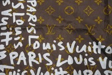 画像をギャラリービューアに読み込む, Louis Vuitton ルイヴィトン monogram graffiti scarf モノグラム グラフィティ スカーフ コットン ブラウン 美品 中古 43391