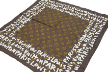 画像をギャラリービューアに読み込む, Louis Vuitton ルイヴィトン monogram graffiti scarf モノグラム グラフィティ スカーフ コットン ブラウン 美品 中古 43391