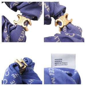 新品同様 CELINE セリーヌ シュシュ ロゴ トーン ブレスレット ブルー ロゴ 46Z252SIB.33GE マカダム シルク 中古 43411