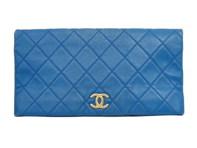 CHANEL シャネル マトラッセ ココマーク クラッチバッグ セカンドバッグ 25番台 ラムスキン ゴールド金具 ブルー 美品 中古 43426