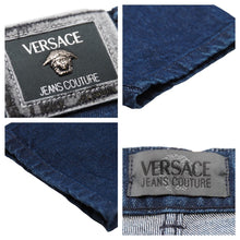 Load image into Gallery viewer, VERSACE ヴェルサーチ デニムパンツ ジーンズ ボトムス メデューサボタン デニム ネイビー 美品 中古 43431