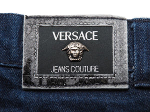 VERSACE ヴェルサーチ デニムパンツ ジーンズ ボトムス メデューサボタン デニム ネイビー 美品 中古 43431