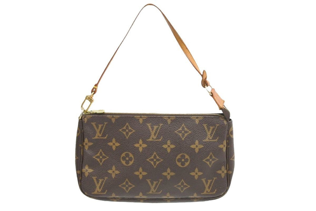 LOUIS VUITTON ルイヴィトン ポシェットアクセソワールモノグラム ブラウン ゴールド金具 M51980 美品 中古 43476
