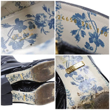 Load image into Gallery viewer, GUCCI グッチ ダブルGパテント アンクル ブーツ ロゴ ブラック エナメル 靴 シューズ 花 柄 524658 サイズ37 1/2 中古 43481