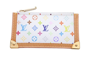 Louis Vuitton ルイヴィトン キー&コインケース 小銭入れ M92655 コーティングキャンバス ホワイト マルチカラー 美品 中古 43495