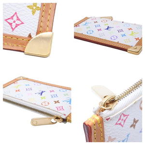 Louis Vuitton ルイヴィトン キー&コインケース 小銭入れ M92655 コーティングキャンバス ホワイト マルチカラー 美品 中古 43495