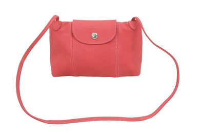 LONGCHAMP ロンシャン ミニショルダーバッグ キュイール プリアージュ ミニ ポシェット レザー ピンク 美品 中古 43498