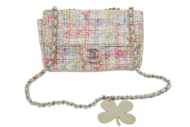 CHANEL シャネル マトラッセ ココマーク コットン シングルチェーン シルバー金具 総柄 ペイント 9番台 美品 中古 43538
