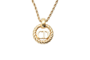 Christian Dior クリスチャンディオール ネックレス アクセサリー CDロゴ ラウンド 丸形 ゴールド GP 美品 中古 43560