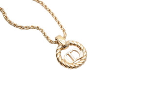 Christian Dior クリスチャンディオール ネックレス アクセサリー CDロゴ ラウンド 丸形 ゴールド GP 美品 中古 43560
