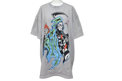 WARREN LOTAS ウォーレンロータス WL プリントTシャツ 半袖 Reaper GRIM コットン グレー マルチカラー サイズM 美品 中古 43567