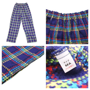 未使用品 YVES SAINT LAURENT イヴサンローラン セットアップ ヴィンテージ マルチカラー 千鳥柄 ブラウン サイズMA 中古 43594