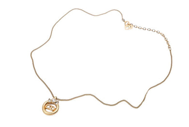 Christian Dior クリスチャンディオール ネックレス アクセサリー ジュエリー CDロゴ ラインストーン GP 美品 中古 43621