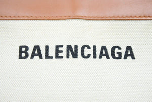 BALENCIAGA バレンシアガ NAVY POCHETTE ショルダーバッグ レザー キャンバス ナチュラルキャメル 美品 中古 43622
