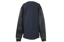 画像をギャラリービューアに読み込む, CHROME HEARTS クロムハーツ スウェットシャツ レザー 黒 ブラック サイズ L パッチワーク 美品 中古 43642