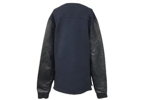 CHROME HEARTS クロムハーツ スウェットシャツ レザー 黒 ブラック サイズ L パッチワーク 美品 中古 43642