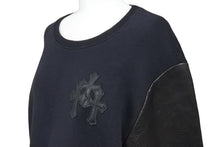画像をギャラリービューアに読み込む, CHROME HEARTS クロムハーツ スウェットシャツ レザー 黒 ブラック サイズ L パッチワーク 美品 中古 43642