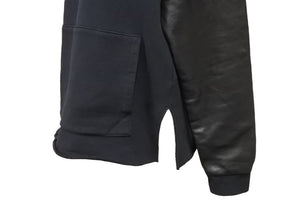 CHROME HEARTS クロムハーツ スウェットシャツ レザー 黒 ブラック サイズ L パッチワーク 美品 中古 43642