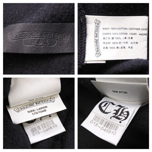 CHROME HEARTS クロムハーツ スウェットシャツ レザー 黒 ブラック サイズ L パッチワーク 美品 中古 43642