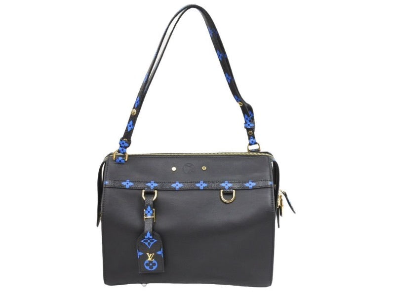 新品同様 LOUIS VUITTON ルイヴィトン ショルダーバッグ スピーディアマゾン ブラック スムースレザー ブルー M42202 中古 43663