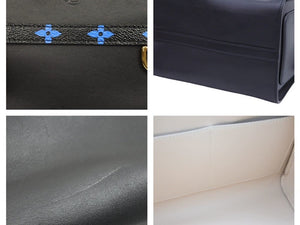 新品同様 LOUIS VUITTON ルイヴィトン ショルダーバッグ スピーディアマゾン ブラック スムースレザー ブルー M42202 中古 43663