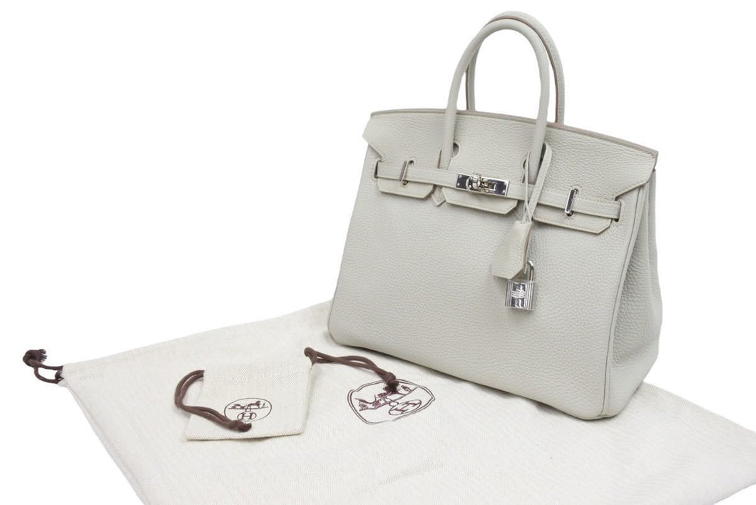 新品同様 HEMRES エルメス バーキン25 トゴ グレー グリスパール系 シルバー金具 T刻印 中古 43678