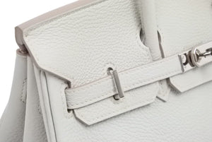 新品同様 HEMRES エルメス バーキン25 トゴ グレー グリスパール系 シルバー金具 T刻印 中古 43678