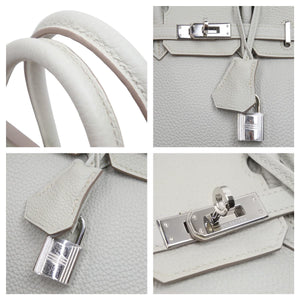 新品同様 HEMRES エルメス バーキン25 トゴ グレー グリスパール系 シルバー金具 T刻印 中古 43678