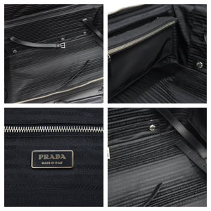 PRADA プラダ ナイロンキャリーバッグ 旅行カバン 2連キャスター VV0030 トライアングルロゴ ブラック シルバー金具 43684