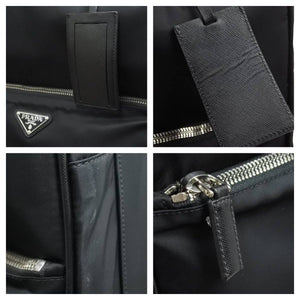 PRADA プラダ ナイロンキャリーバッグ 旅行カバン 2連キャスター VV0030 トライアングルロゴ ブラック シルバー金具 43684