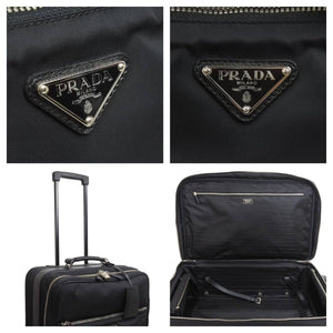 PRADA プラダ ナイロンキャリーバッグ 旅行カバン 2連キャスター VV0030 トライアングルロゴ ブラック シルバー金具 43684