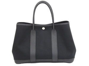 極美品 HERMES エルメス ハンドバッグ ガーデンパーティTPM ブラック 黒 トワル C刻印 中古 43687