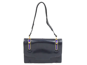 Gucci グッチ オールド ヴィンテージ ワンショルダーバッグ ネイビー ゴールド金具 カーフレザー イタリア製 中古 43692